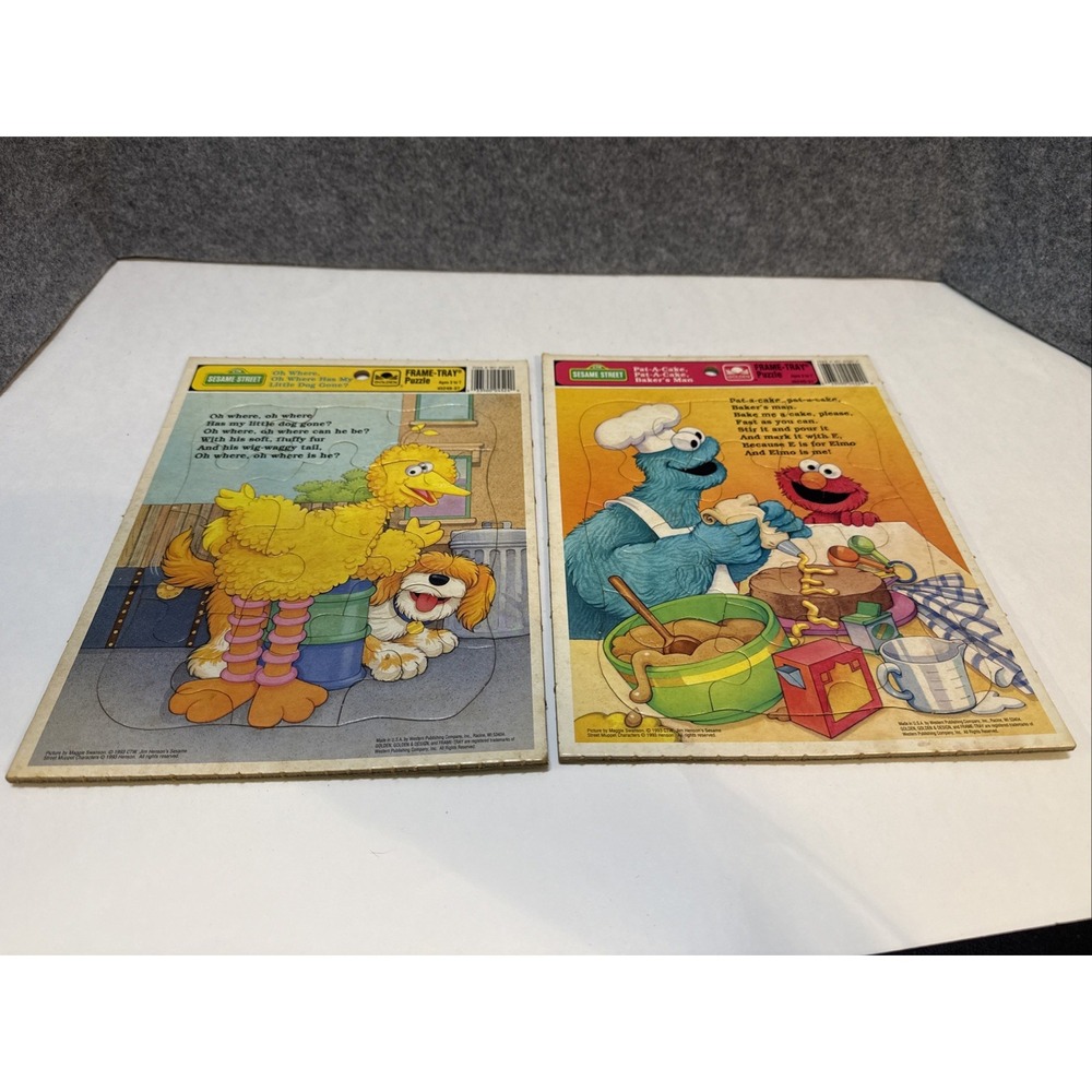 Vintage 1993 Sesame Street  Puzzles Lot Of 2 Cookie Monster & Big Bird